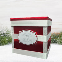 Red, White, and Silver Party Raffle Ticket Box
