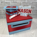 Red & Light Blue 10x10 Graduation Card Box