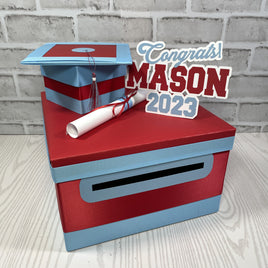 Red & Light Blue 10x10 Graduation Card Box