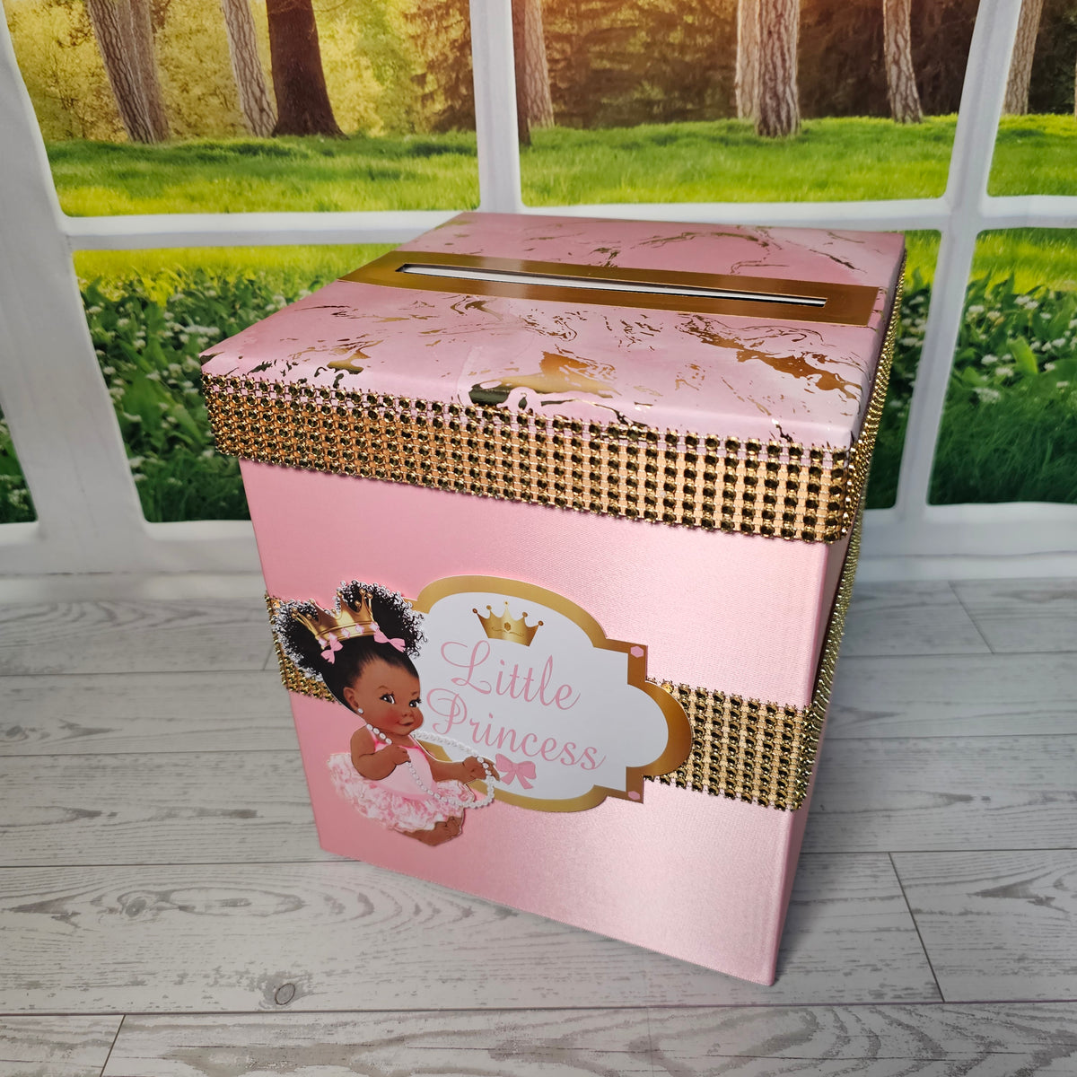 Pink & Gold Little Princess Baby Shower Card Box