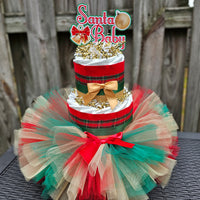 Christmas Santa Baby Tutu Diaper Cake Centerpiece
