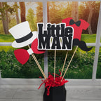 Little Man Centerpiece Sticks, Red, Black, White
