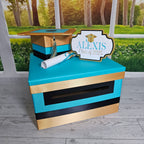 Turquoise, Antique Gold Graduation Card Box