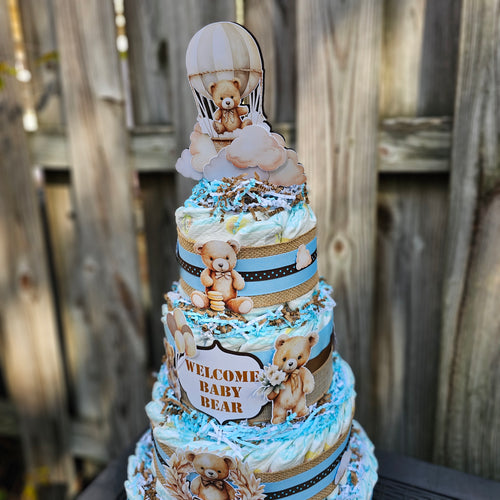 Baby Bear Boy Diaper Cake Centerpiece