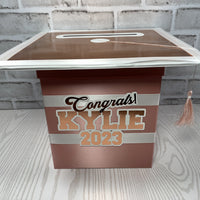 Rose Gold & White 8x8 Graduation Party Card Box
