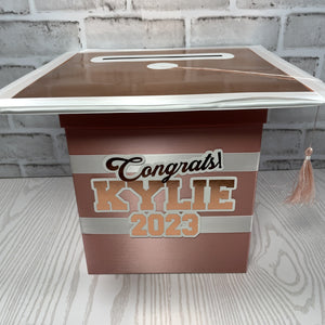 Rose Gold & White 8x8 Graduation Party Card Box