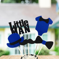 Little Man Centerpiece Sticks - Royal Blue, Black