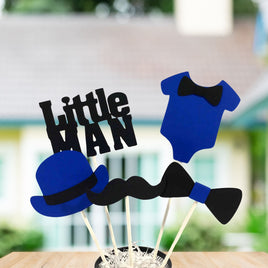 Little Man Centerpiece Sticks - Royal Blue, Black