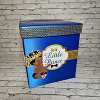 Royal Blue & Gold Little Prince Baby Shower Card Box
