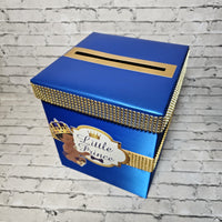Blue & Gold Little Prince Baby Shower Card Box