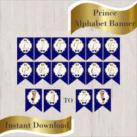 Royal Blue and Gold Little Prince Alphabet Banner, Brown
