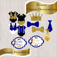 Little Prince Clipart- Royal Blue, Gold
