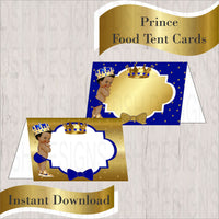 Little Prince Food Tent Cards - Royal Blue, Gold