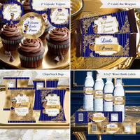 Little Prince Baby Shower Bundle, Royal Blue and Gold