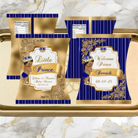 Little Prince Baby Shower Bundle, Royal Blue and Gold