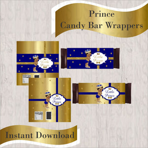 Little Prince Candy Bar Wrappers - Royal Blue, Gold 2