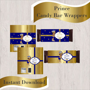 Little Prince Candy Bar Wrappers - Royal Blue, Gold 2