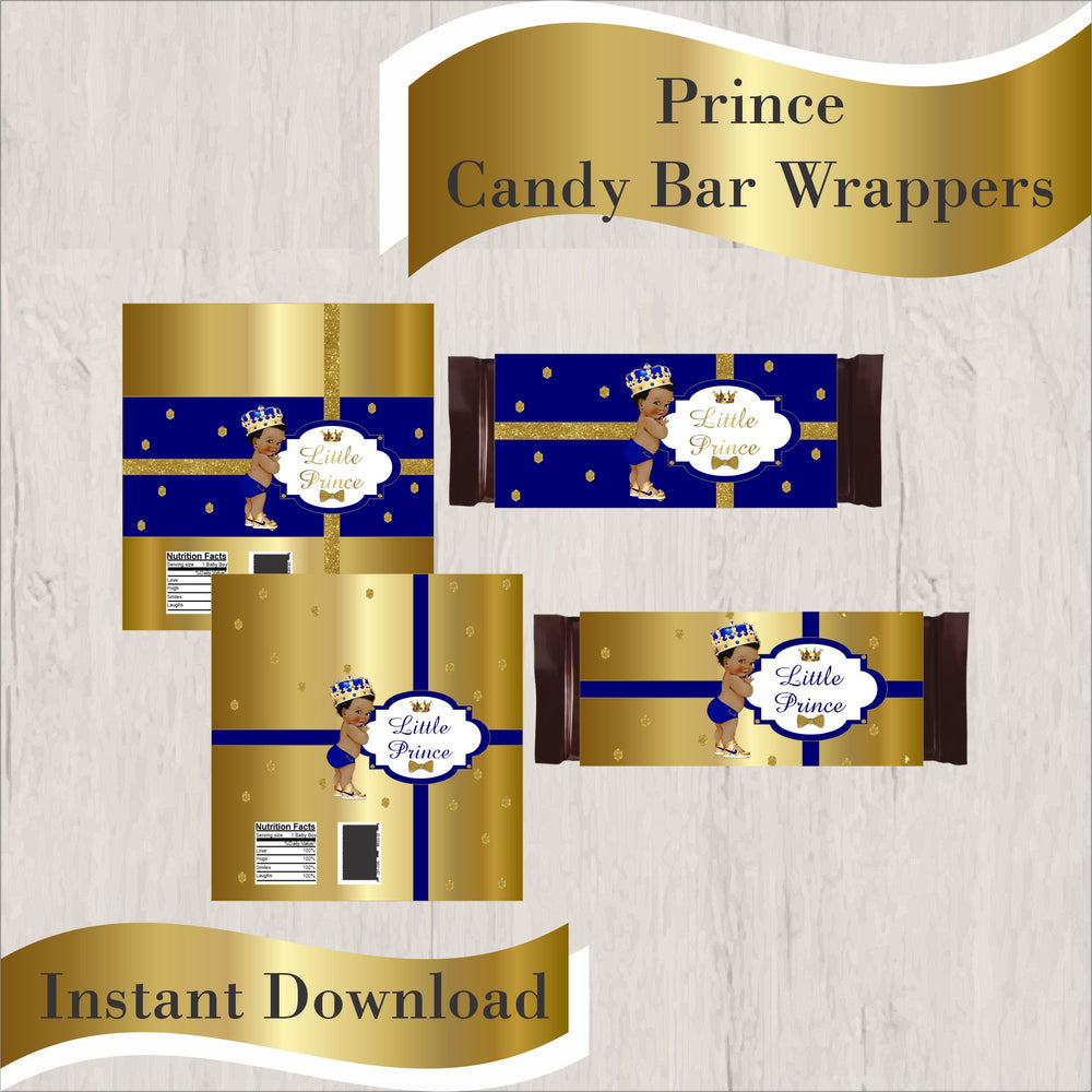 Little Prince Candy Bar Wrappers - Royal Blue, Gold 2