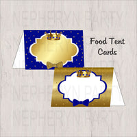 Little Prince Food Tent Cards - Royal Blue, Gold
