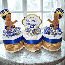 Little Prince Mini Diaper Cake Centerpiece, Royal Blue & Gold