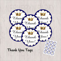 Little Prince Thank You Tags - Royal Blue, Gold