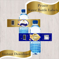 Royal Blue and Gold Little Prince Water Bottle Labels
