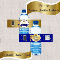 Little Prince Water Bottle Labels - Royal Blue, Gold 2
