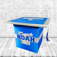 Royal Blue and Silver Graduation Card Box
