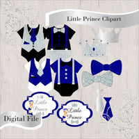 Little Prince Clipart - Royal Blue, Silver
