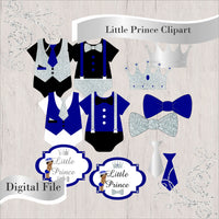 Little Prince Clipart - Royal Blue, Silver
