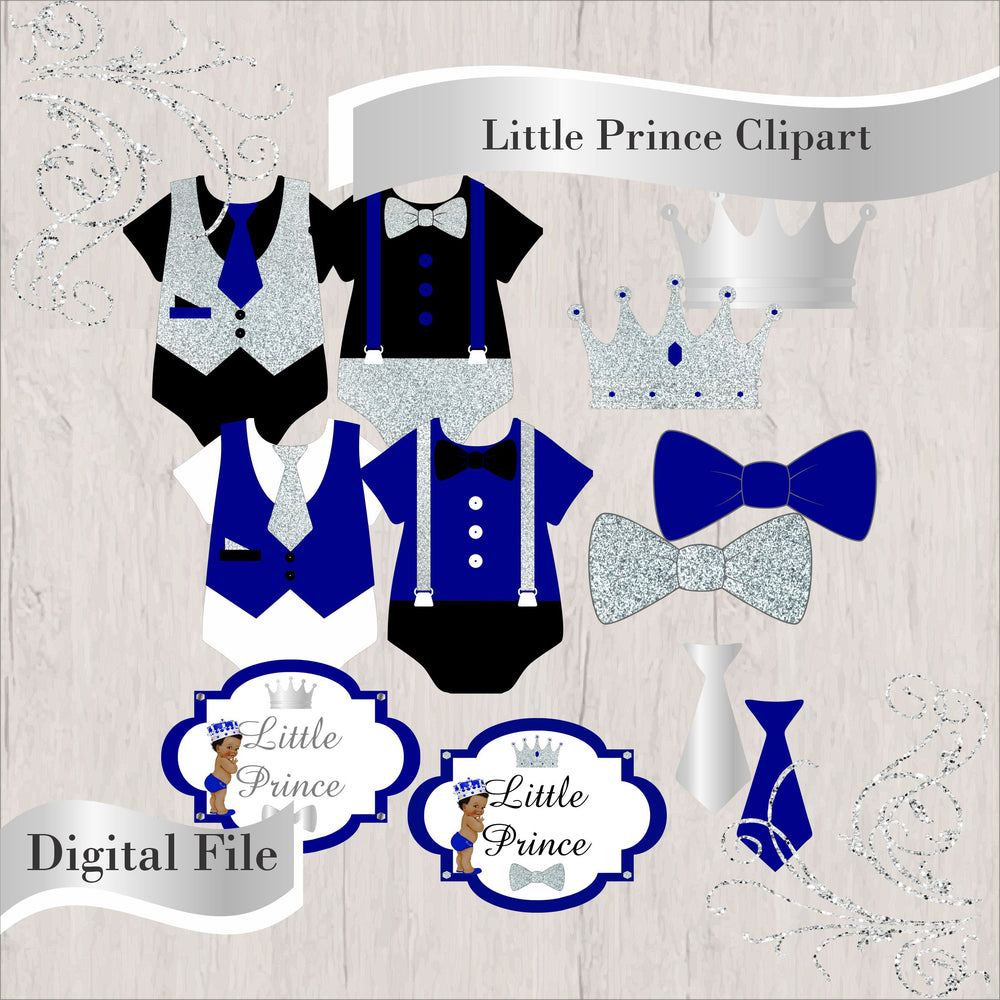 Little Prince Clipart - Royal Blue, Silver