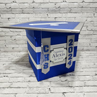 Royal Blue, Silver, & White Grad Card Box, Style 6
