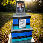 Birthday Card Box, Royal Blue, Teal, Black, Silver