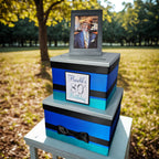 Birthday Card Box, Royal Blue, Teal, Black, Silver