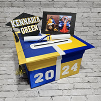 Royal Blue and Yellow Gold High School to College Card Box
