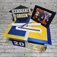 High School to Graduation Card Box, 10x10 - Royal Blue, Yellow Gold
