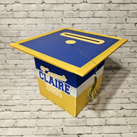 Grad Party Card Box - Royal Blue, Yellow Gold, White 8x8 Style 5
