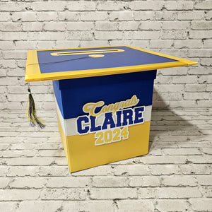 Royal Blue, Yellow Gold, & White Grad Card Box, Style 5