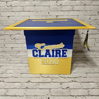 Grad Party Card Box - Royal Blue, Yellow Gold, White 8x8 Style 5
