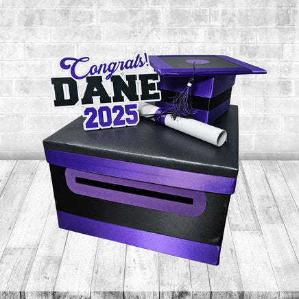 Royal Purple and Black Grad Card Box