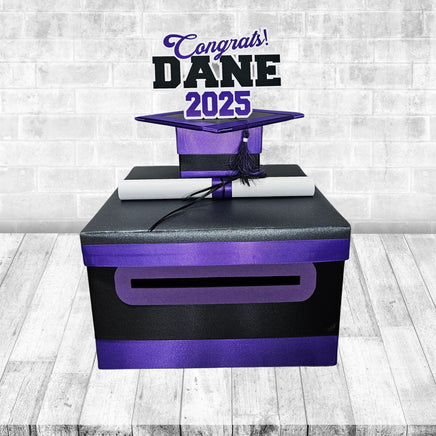 Royal Purple and Black Graduation Card and Money Box