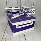 Royal Purple and Black Graduation Card Box 10x10x6