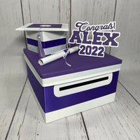 Royal Purple and Black Graduation Card Box 10x10x6