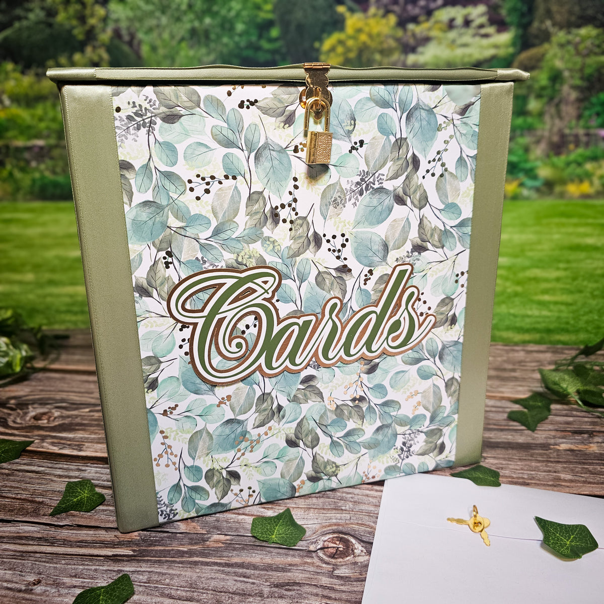 Eucalyptus and Sage Locking Wedding Card Box