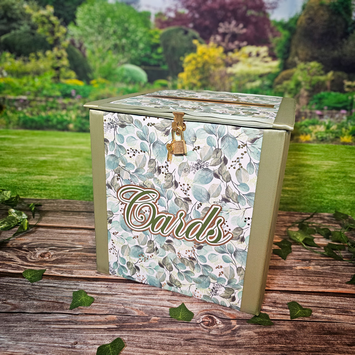 Eucalyptus and Sage Locking Wedding Card Box