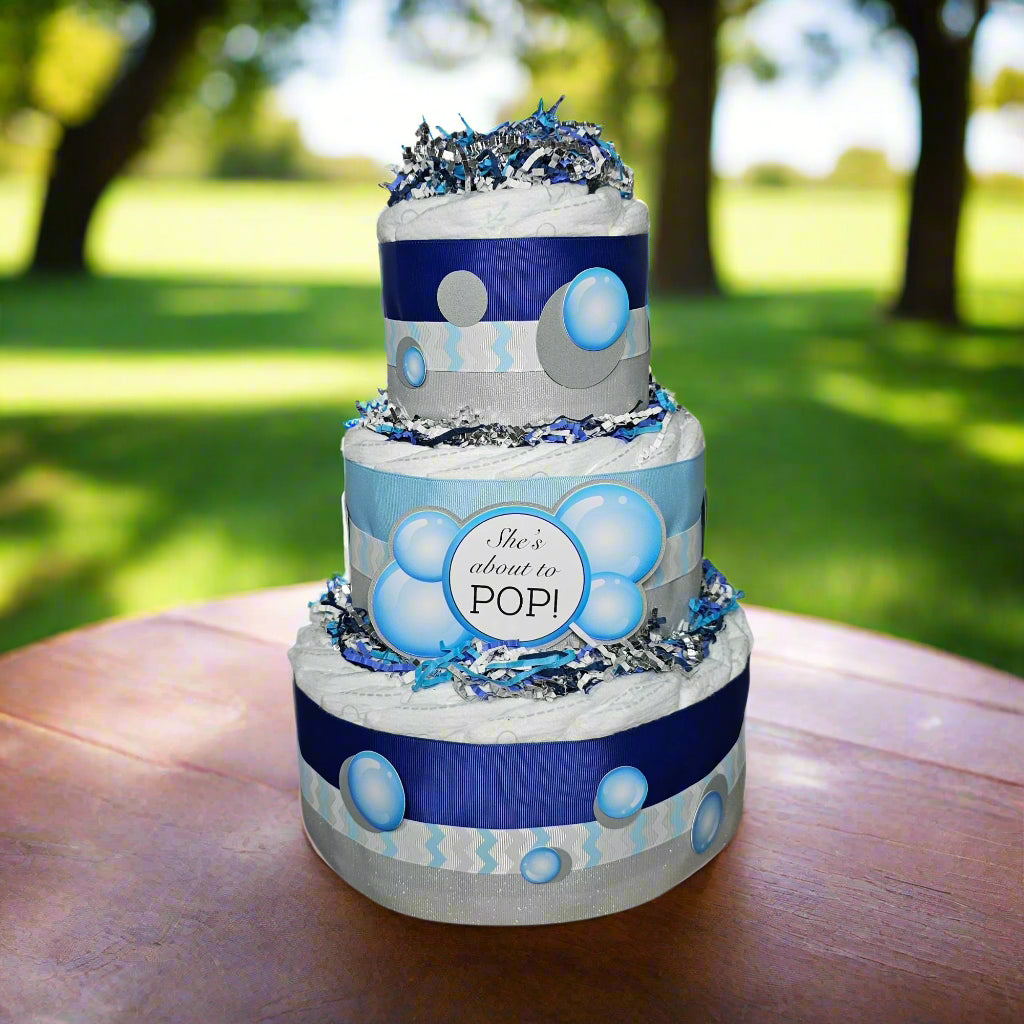 She's About to Pop Bubbles Diaper Cake for Boy