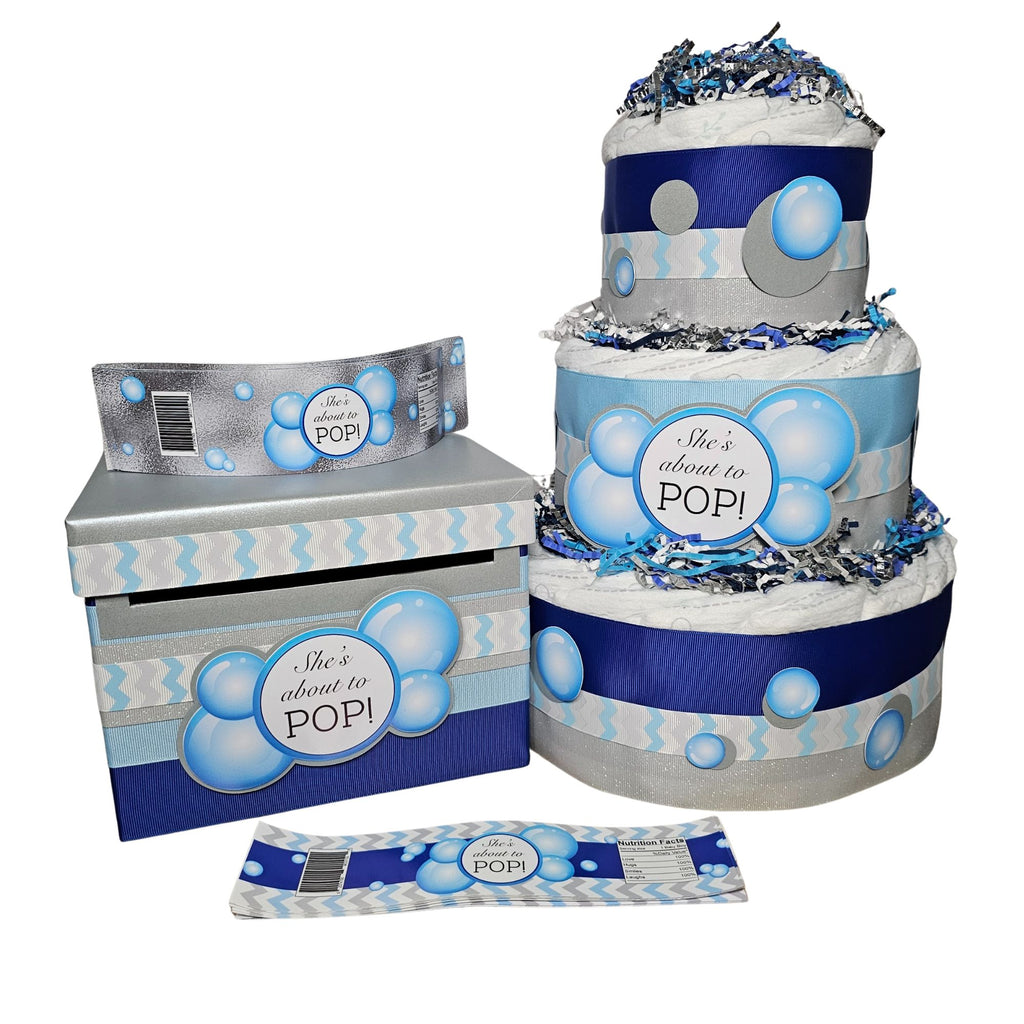 She's About to Pop Bubbles Diaper Cake for Boy
