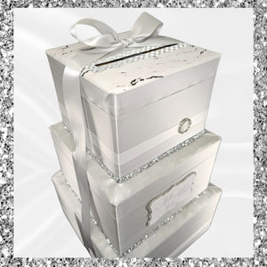 Silver and White Wedding Card Box