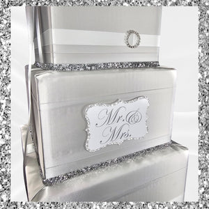 Silver and White Wedding Card Box