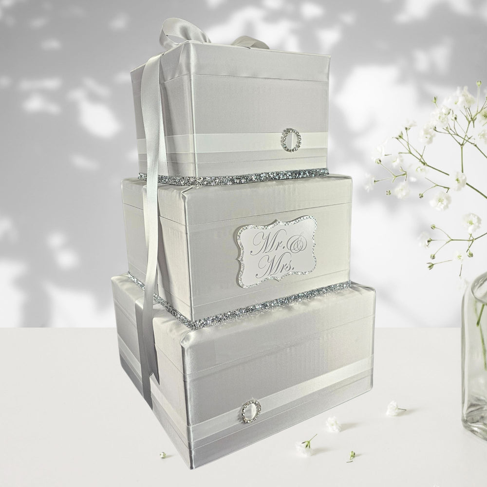 Silver and White Wedding Card Box